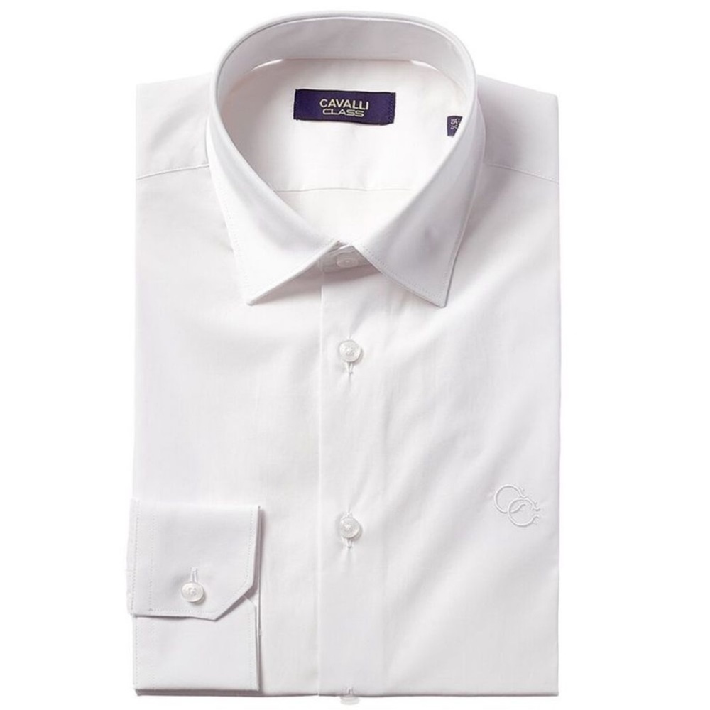 Cavalli Class Mens White Slim Fit Dress Shirt NEW NWT 15